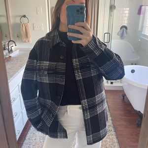 REFORMATION PLAID SHIRT JACKET XS